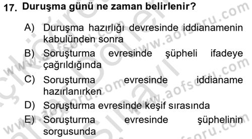 Temel Ceza Muhakemesi Hukuku Bilgisi Dersi 2015 - 2016 Yılı (Final) Dönem Sonu Sınav Soruları 17. Soru