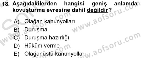 Temel Ceza Muhakemesi Hukuku Bilgisi Dersi 2015 - 2016 Yılı (Final) Dönem Sonu Sınav Soruları 18. Soru