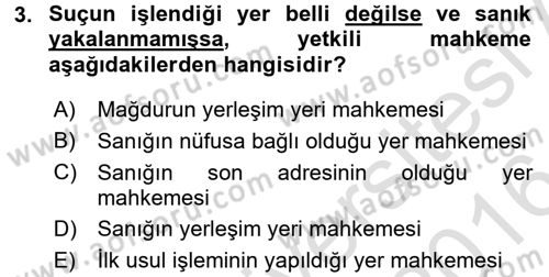 Temel Ceza Muhakemesi Hukuku Bilgisi Dersi 2015 - 2016 Yılı (Final) Dönem Sonu Sınav Soruları 3. Soru