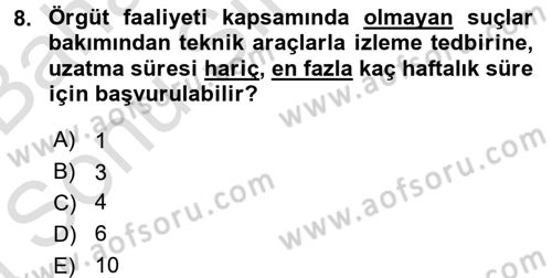 Temel Ceza Muhakemesi Hukuku Bilgisi Dersi 2015 - 2016 Yılı (Final) Dönem Sonu Sınav Soruları 8. Soru