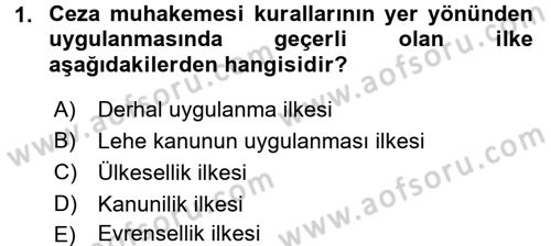 Temel Ceza Muhakemesi Hukuku Bilgisi Dersi 2015 - 2016 Yılı Tek Ders Sınav Soruları 1. Soru