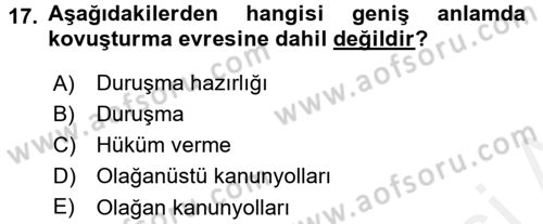 Temel Ceza Muhakemesi Hukuku Bilgisi Dersi 2015 - 2016 Yılı Tek Ders Sınav Soruları 17. Soru