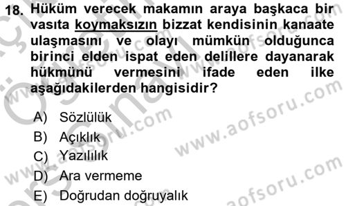Temel Ceza Muhakemesi Hukuku Bilgisi Dersi 2016 - 2017 Yılı 3 Ders Sınav Soruları 18. Soru