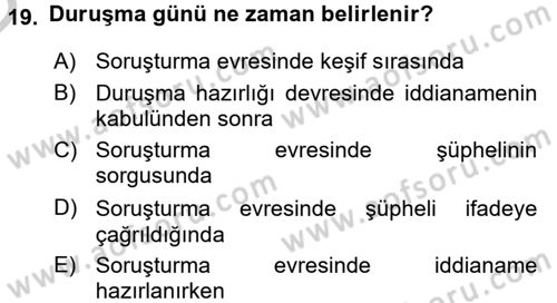 Temel Ceza Muhakemesi Hukuku Bilgisi Dersi 2016 - 2017 Yılı 3 Ders Sınav Soruları 19. Soru