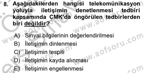 Temel Ceza Muhakemesi Hukuku Bilgisi Dersi 2016 - 2017 Yılı 3 Ders Sınav Soruları 8. Soru