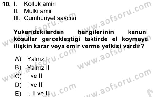 Temel Ceza Muhakemesi Hukuku Bilgisi Dersi 2016 - 2017 Yılı (Final) Dönem Sonu Sınav Soruları 10. Soru