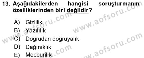 Temel Ceza Muhakemesi Hukuku Bilgisi Dersi 2016 - 2017 Yılı (Final) Dönem Sonu Sınav Soruları 13. Soru