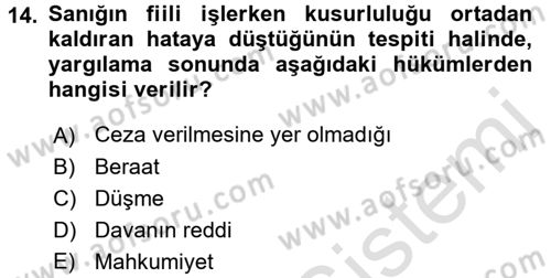 Temel Ceza Muhakemesi Hukuku Bilgisi Dersi 2016 - 2017 Yılı (Final) Dönem Sonu Sınav Soruları 14. Soru