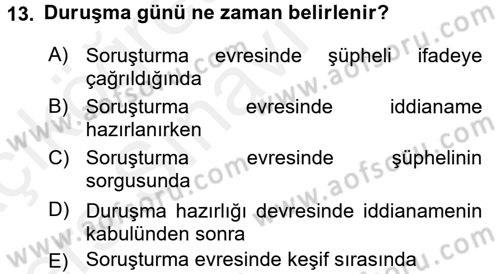 Temel Ceza Muhakemesi Hukuku Bilgisi Dersi 2017 - 2018 Yılı 3 Ders Sınav Soruları 13. Soru