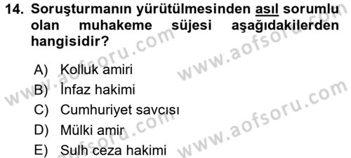 Temel Ceza Muhakemesi Hukuku Bilgisi Dersi 2017 - 2018 Yılı 3 Ders Sınav Soruları 14. Soru