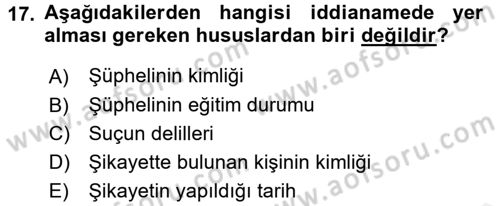 Temel Ceza Muhakemesi Hukuku Bilgisi Dersi 2017 - 2018 Yılı 3 Ders Sınav Soruları 17. Soru