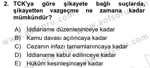 Temel Ceza Muhakemesi Hukuku Bilgisi Dersi 2017 - 2018 Yılı 3 Ders Sınav Soruları 2. Soru