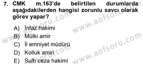 Temel Ceza Muhakemesi Hukuku Bilgisi Dersi 2017 - 2018 Yılı (Vize) Ara Sınavı 7. Soru