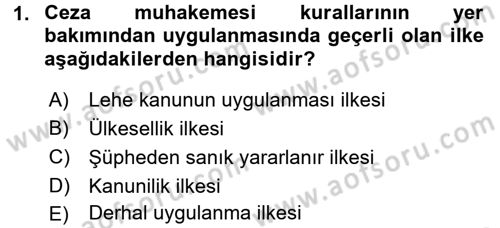 Temel Ceza Muhakemesi Hukuku Bilgisi Dersi 2017 - 2018 Yılı (Final) Dönem Sonu Sınav Soruları 1. Soru