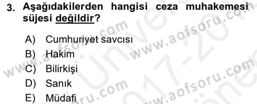 Temel Ceza Muhakemesi Hukuku Bilgisi Dersi 2017 - 2018 Yılı (Final) Dönem Sonu Sınav Soruları 3. Soru
