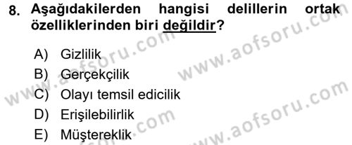 Temel Ceza Muhakemesi Hukuku Bilgisi Dersi 2017 - 2018 Yılı (Final) Dönem Sonu Sınav Soruları 8. Soru