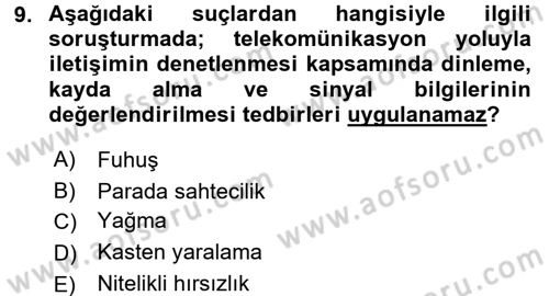 Temel Ceza Muhakemesi Hukuku Bilgisi Dersi 2017 - 2018 Yılı (Final) Dönem Sonu Sınav Soruları 9. Soru