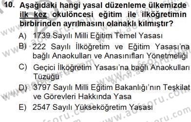 Okulöncesi Eğitime Giriş Dersi Ara Sınavı Deneme Sınav Soruları 10. Soru