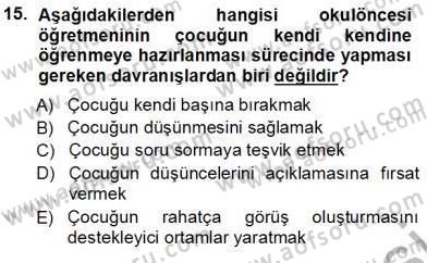 Okulöncesi Eğitime Giriş Dersi Ara Sınavı Deneme Sınav Soruları 15. Soru