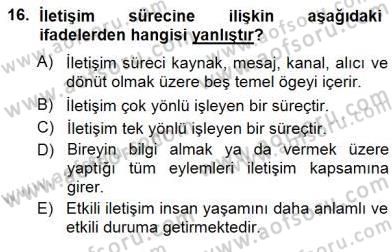 Okulöncesi Eğitime Giriş Dersi 2012 - 2013 Yılı (Final) Dönem Sonu Sınav Soruları 16. Soru