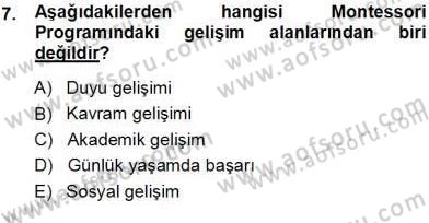 Okulöncesi Eğitime Giriş Dersi 2013 - 2014 Yılı (Vize) Ara Sınavı 7. Soru