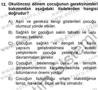 Okulöncesi Eğitime Giriş Dersi 2014 - 2015 Yılı (Vize) Ara Sınavı 13. Soru