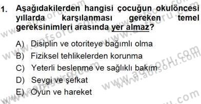 Okulöncesi Eğitime Giriş Dersi 2014 - 2015 Yılı (Final) Dönem Sonu Sınav Soruları 1. Soru