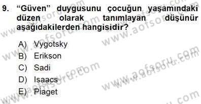 Okulöncesi Eğitime Giriş Dersi 2015 - 2016 Yılı (Vize) Ara Sınavı 9. Soru