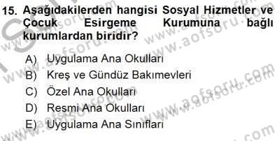 Okulöncesi Eğitime Giriş Dersi 2015 - 2016 Yılı (Final) Dönem Sonu Sınav Soruları 15. Soru