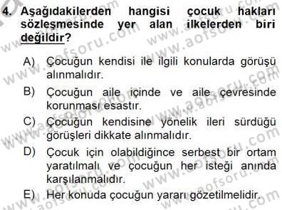 Okulöncesi Eğitime Giriş Dersi 2015 - 2016 Yılı (Final) Dönem Sonu Sınav Soruları 4. Soru