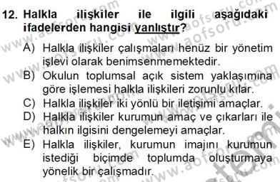 Okul, Aile Ve Çevre İş Birliği Dersi 2012 - 2013 Yılı (Final) Dönem Sonu Sınav Soruları 12. Soru