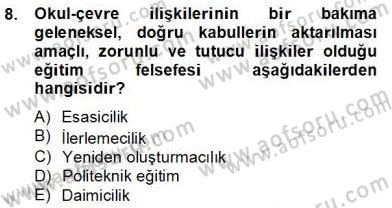 Okul, Aile Ve Çevre İş Birliği Dersi 2012 - 2013 Yılı (Final) Dönem Sonu Sınav Soruları 8. Soru