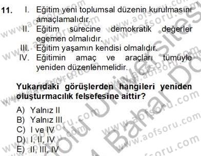 Okul, Aile Ve Çevre İş Birliği Dersi 2013 - 2014 Yılı (Final) Dönem Sonu Sınav Soruları 11. Soru