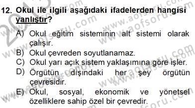 Okul, Aile Ve Çevre İş Birliği Dersi 2013 - 2014 Yılı (Final) Dönem Sonu Sınav Soruları 12. Soru