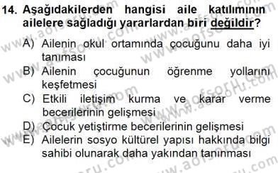 Okul, Aile Ve Çevre İş Birliği Dersi 2014 - 2015 Yılı (Vize) Ara Sınav Soruları 14. Soru