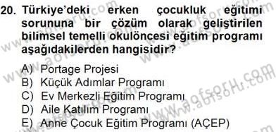 Okul, Aile Ve Çevre İş Birliği Dersi 2014 - 2015 Yılı (Vize) Ara Sınav Soruları 20. Soru