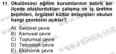 Okul, Aile Ve Çevre İş Birliği Dersi 2014 - 2015 Yılı (Final) Dönem Sonu Sınav Soruları 11. Soru