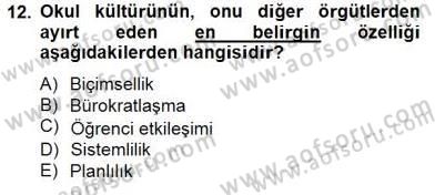 Okul, Aile Ve Çevre İş Birliği Dersi 2014 - 2015 Yılı (Final) Dönem Sonu Sınav Soruları 12. Soru