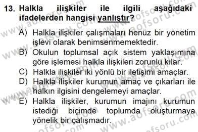 Okul, Aile Ve Çevre İş Birliği Dersi 2014 - 2015 Yılı (Final) Dönem Sonu Sınav Soruları 13. Soru