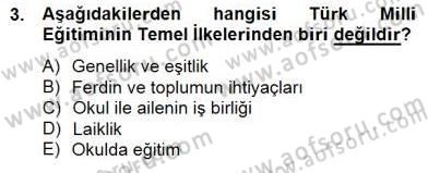 Okul, Aile Ve Çevre İş Birliği Dersi 2014 - 2015 Yılı (Final) Dönem Sonu Sınav Soruları 3. Soru