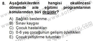 Okul, Aile Ve Çevre İş Birliği Dersi 2014 - 2015 Yılı (Final) Dönem Sonu Sınav Soruları 8. Soru