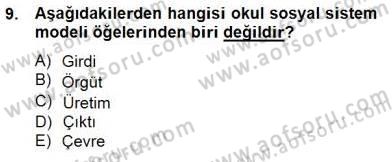 Okul, Aile Ve Çevre İş Birliği Dersi 2014 - 2015 Yılı (Final) Dönem Sonu Sınav Soruları 9. Soru