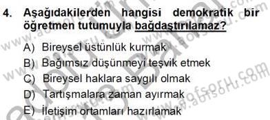 Okulöncesinde Demokrasi Eğitimi Ve Çocuk Hakları Dersi 2012 - 2013 Yılı (Final) Dönem Sonu Sınav Soruları 4. Soru