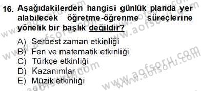 Okulöncesinde Demokrasi Eğitimi Ve Çocuk Hakları Dersi 2013 - 2014 Yılı (Final) Dönem Sonu Sınav Soruları 16. Soru