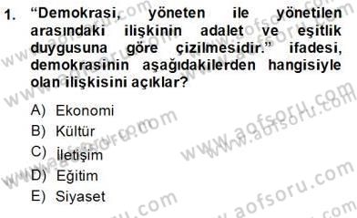 Okulöncesinde Demokrasi Eğitimi Ve Çocuk Hakları Dersi 2014 - 2015 Yılı (Vize) Ara Sınavı 1. Soru