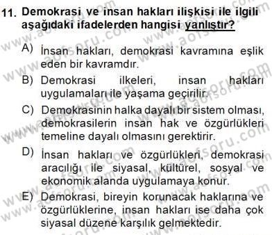 Okulöncesinde Demokrasi Eğitimi Ve Çocuk Hakları Dersi 2014 - 2015 Yılı (Vize) Ara Sınavı 11. Soru