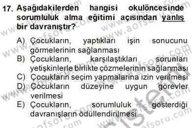 Okulöncesinde Demokrasi Eğitimi Ve Çocuk Hakları Dersi 2014 - 2015 Yılı (Vize) Ara Sınavı 17. Soru