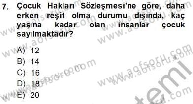 Okulöncesinde Demokrasi Eğitimi Ve Çocuk Hakları Dersi 2014 - 2015 Yılı (Vize) Ara Sınavı 7. Soru