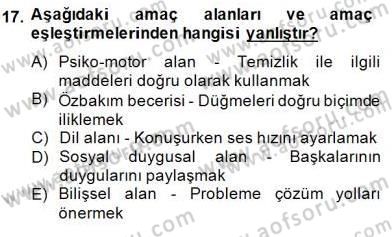 Okulöncesinde Demokrasi Eğitimi Ve Çocuk Hakları Dersi 2014 - 2015 Yılı (Final) Dönem Sonu Sınavı 17. Soru