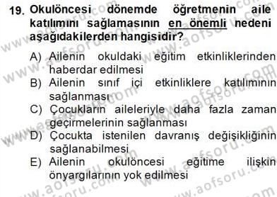 Okulöncesinde Demokrasi Eğitimi Ve Çocuk Hakları Dersi 2014 - 2015 Yılı (Final) Dönem Sonu Sınavı 19. Soru